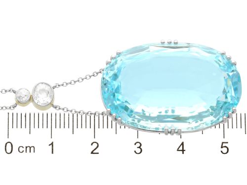 ANTIQUEVINTAGE 4834CT AQUAMARINE AND 070CT DIAMOND 18CT YELLOW GOLD AND PLATINUM NECKLACE - ADDITIONAL PHOTO 11