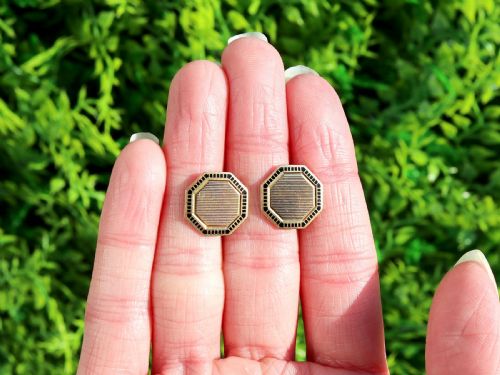 fig 1. Vintage 18ct Yellow Gold and Enamel Cufflinks by Cartier Circa 1945