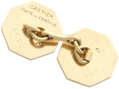 fig 3. Vintage 18ct Yellow Gold and Enamel Cufflinks by Cartier Circa 1945