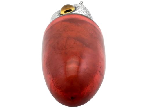 ANTIQUE VICTORIAN STERLING SILVER AND GLASS OWL SCENT BOTTLE 1889 - ADDITIONAL PHOTO 5