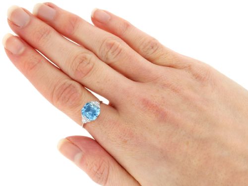 ANTIQUE 284CT AQUAMARINE AND 010CT DIAMOND AND 18CT WHITE GOLD DRESS RING CIRCA 1935 - ADDITIONAL PHOTO 9