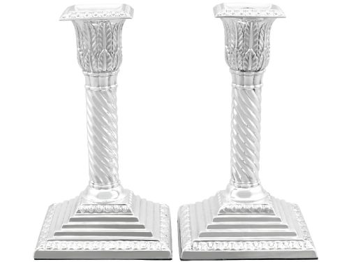 Antique Victorian Sterling Silver Piano Candlesticks (1890)