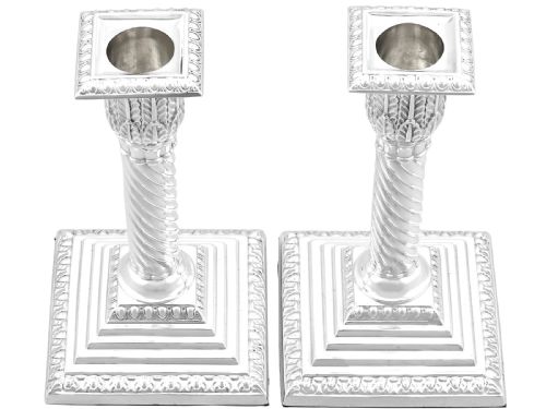 fig 1. Antique Victorian Sterling Silver Piano Candlesticks (1890)