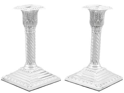 fig 2. Antique Victorian Sterling Silver Piano Candlesticks (1890)