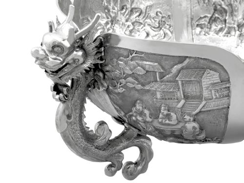 fig 7. Antique Chinese Export Silver Bowl on Stand Circa 1890
