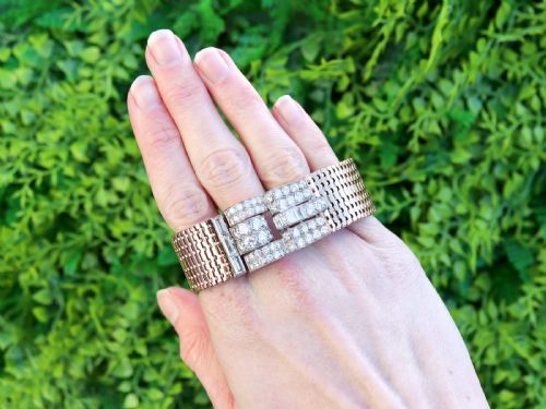 ANTIQUE 650CT DIAMOND AND 16CT ROSE GOLD BRACELET CIRCA 1930 - ADDITIONAL PHOTO 1
