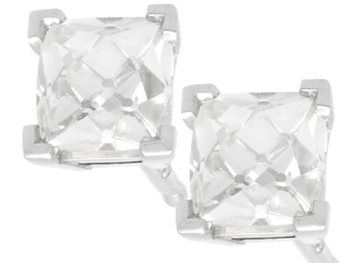 1.77ct French Cut Diamond and Platinum Stud Earrings - Antique and Contemporary