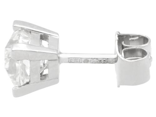 fig 4. 1.77ct French Cut Diamond and Platinum Stud Earrings - Antique and Contemporary