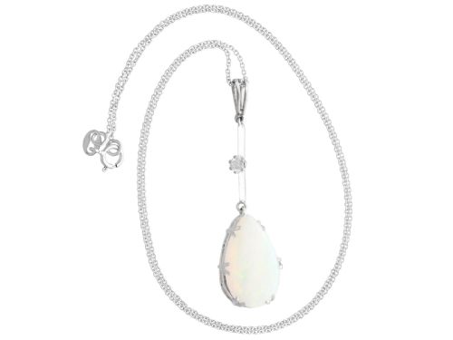 ANTIQUE 312CT OPAL AND 010CT DIAMOND 18CT WHITE GOLD PENDANT CIRCA 1930 - ADDITIONAL PHOTO 3