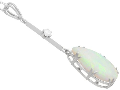 ANTIQUE 312CT OPAL AND 010CT DIAMOND 18CT WHITE GOLD PENDANT CIRCA 1930 - ADDITIONAL PHOTO 4