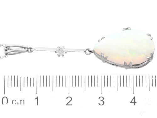 ANTIQUE 312CT OPAL AND 010CT DIAMOND 18CT WHITE GOLD PENDANT CIRCA 1930 - ADDITIONAL PHOTO 6