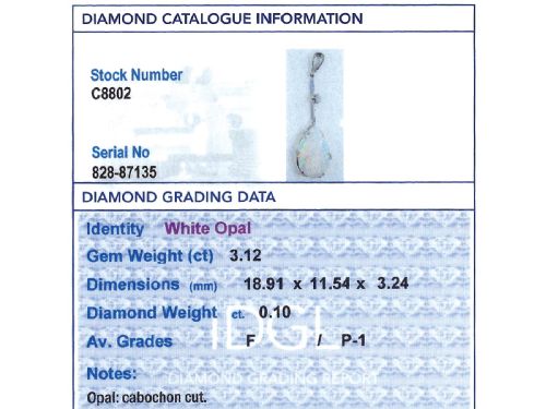 ANTIQUE 312CT OPAL AND 010CT DIAMOND 18CT WHITE GOLD PENDANT CIRCA 1930 - ADDITIONAL PHOTO 7