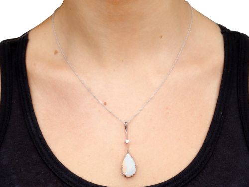 ANTIQUE 312CT OPAL AND 010CT DIAMOND 18CT WHITE GOLD PENDANT CIRCA 1930 - ADDITIONAL PHOTO 8