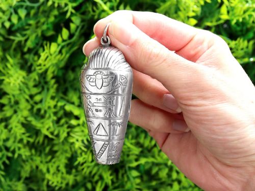 ANTIQUE VICTORIAN STERLING SILVER SARCOPHAGUS VESTA CASE 1886 - ADDITIONAL PHOTO 3