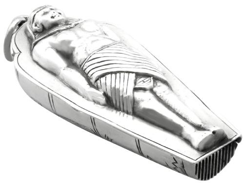 ANTIQUE VICTORIAN STERLING SILVER SARCOPHAGUS VESTA CASE 1886 - ADDITIONAL PHOTO 5