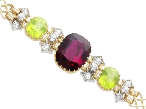 ANTIQUE 517CT GARNET 310CT PERIDOT AND 049CT DIAMOND 15CT YELLOW GOLD BRACELET CIRCA 1910 - ADDITIONAL PHOTO 5