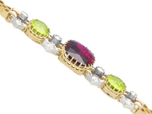 ANTIQUE 517CT GARNET 310CT PERIDOT AND 049CT DIAMOND 15CT YELLOW GOLD BRACELET CIRCA 1910 - ADDITIONAL PHOTO 6