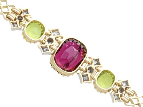 ANTIQUE 517CT GARNET 310CT PERIDOT AND 049CT DIAMOND 15CT YELLOW GOLD BRACELET CIRCA 1910 - ADDITIONAL PHOTO 7