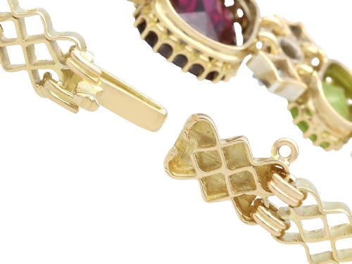 ANTIQUE 517CT GARNET 310CT PERIDOT AND 049CT DIAMOND 15CT YELLOW GOLD BRACELET CIRCA 1910 - ADDITIONAL PHOTO 10