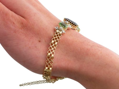 ANTIQUE 517CT GARNET 310CT PERIDOT AND 049CT DIAMOND 15CT YELLOW GOLD BRACELET CIRCA 1910 - ADDITIONAL PHOTO 13