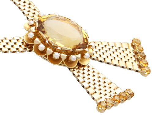 VINTAGE 6850CT CITRINE AND PEARL 9CT YELLOW GOLD NECKLACE 1957 - ADDITIONAL PHOTO 5