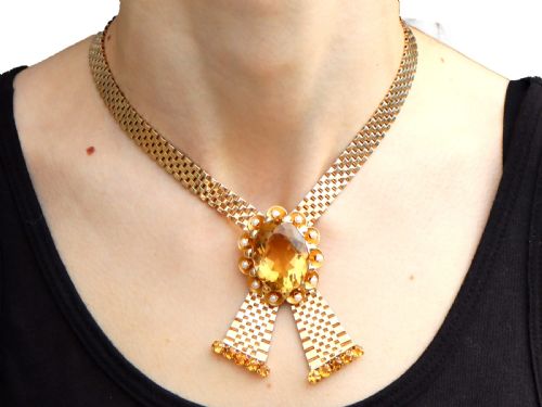 VINTAGE 6850CT CITRINE AND PEARL 9CT YELLOW GOLD NECKLACE 1957 - ADDITIONAL PHOTO 10