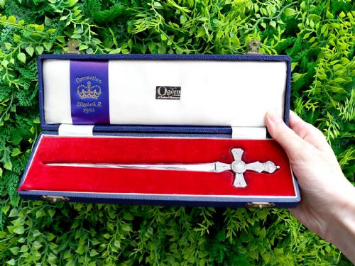 VINTAGE STERLING SILVER QUEEN ELIZABETH II COMMEMORATIVE LETTER OPENER 1953 - ADDITIONAL PHOTO 1