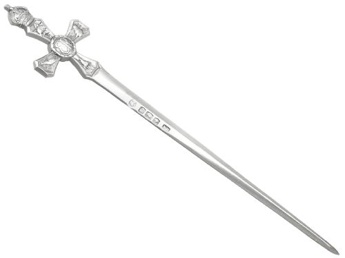 VINTAGE STERLING SILVER QUEEN ELIZABETH II COMMEMORATIVE LETTER OPENER 1953 - ADDITIONAL PHOTO 5