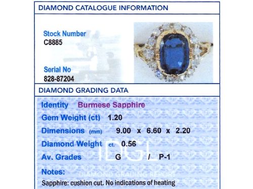 fig 9. Antique 1.20ct Burmese Sapphire and 0.56ct Diamond, 18ct Yellow Gold Ring Circa 1915