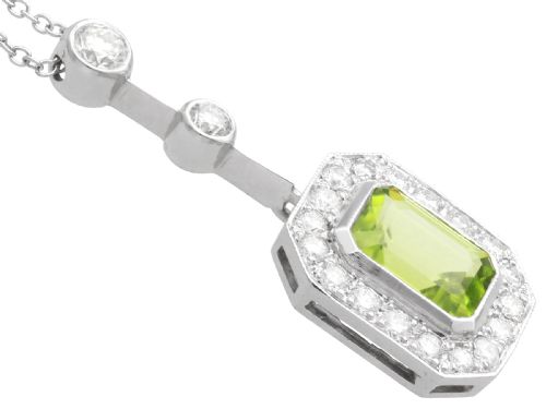 fig 4. Vintage 1.54ct Peridot and 0.66ct Diamond, 18ct White Gold Pendant Circa 1945