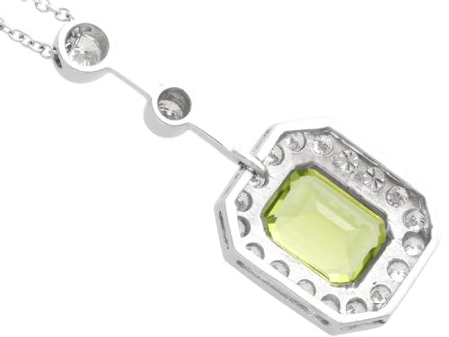 fig 5. Vintage 1.54ct Peridot and 0.66ct Diamond, 18ct White Gold Pendant Circa 1945