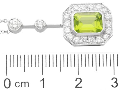 fig 6. Vintage 1.54ct Peridot and 0.66ct Diamond, 18ct White Gold Pendant Circa 1945