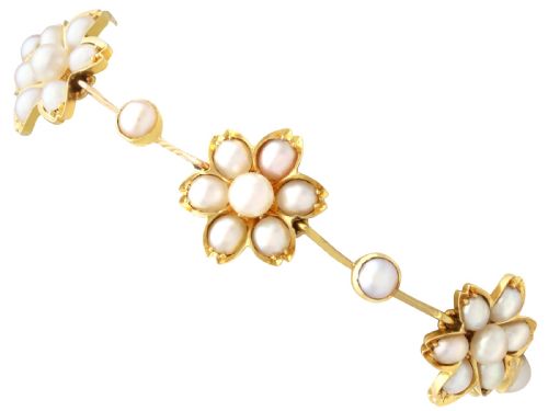 ANTIQUE VICTORIAN PEARL AND 18CT YELLOW GOLD NECKLACE BRACELET SET - ADDITIONAL PHOTO 9