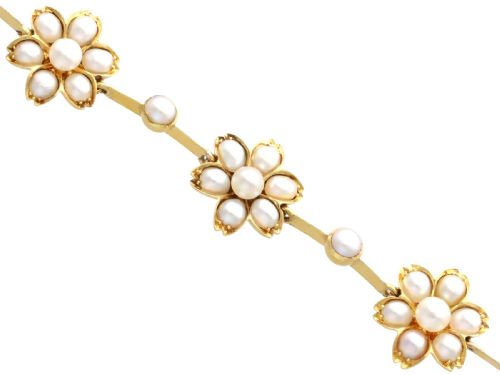 ANTIQUE VICTORIAN PEARL AND 18CT YELLOW GOLD NECKLACE BRACELET SET - ADDITIONAL PHOTO 10