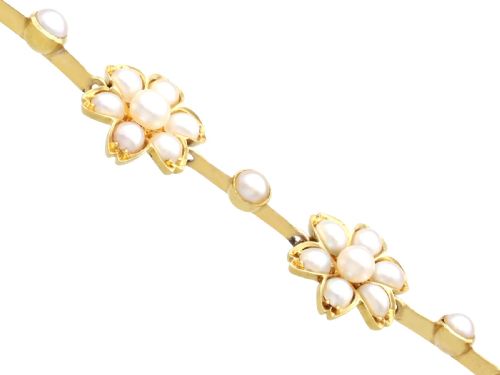 ANTIQUE VICTORIAN PEARL AND 18CT YELLOW GOLD NECKLACE BRACELET SET - ADDITIONAL PHOTO 11
