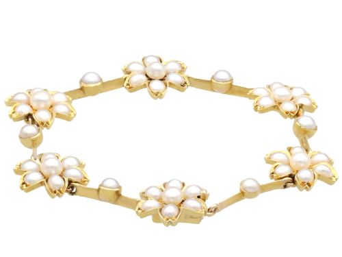 ANTIQUE VICTORIAN PEARL AND 18CT YELLOW GOLD NECKLACE BRACELET SET - ADDITIONAL PHOTO 13