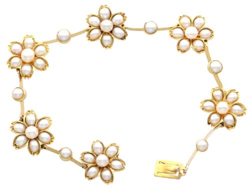 ANTIQUE VICTORIAN PEARL AND 18CT YELLOW GOLD NECKLACE BRACELET SET - ADDITIONAL PHOTO 14