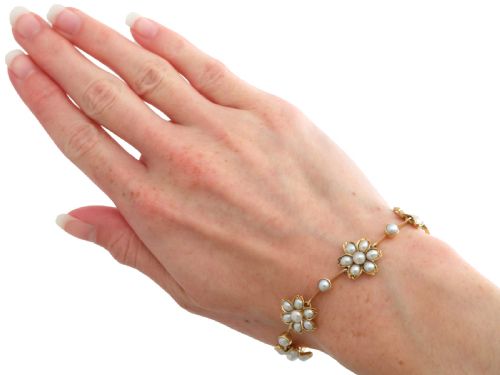 ANTIQUE VICTORIAN PEARL AND 18CT YELLOW GOLD NECKLACE BRACELET SET - ADDITIONAL PHOTO 17