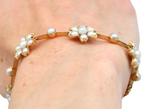ANTIQUE VICTORIAN PEARL AND 18CT YELLOW GOLD NECKLACE BRACELET SET - ADDITIONAL PHOTO 19