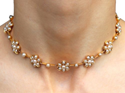 ANTIQUE VICTORIAN PEARL AND 18CT YELLOW GOLD NECKLACE BRACELET SET - ADDITIONAL PHOTO 20