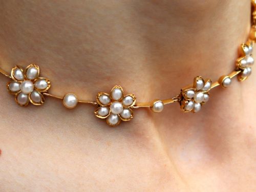 ANTIQUE VICTORIAN PEARL AND 18CT YELLOW GOLD NECKLACE BRACELET SET - ADDITIONAL PHOTO 21