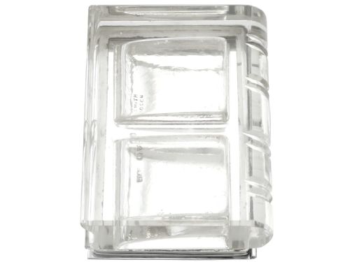 ANTIQUE GEORGE V STERLING SILVER AND GLASS STAMP BOX - ADDITIONAL PHOTO 1