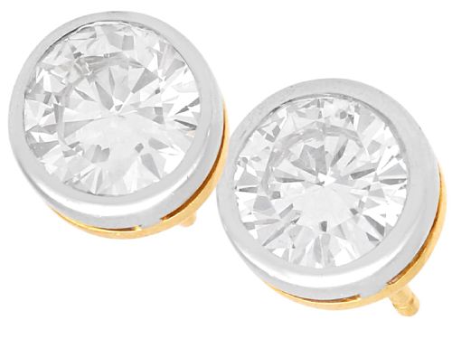 Antique 1.37ct Diamond and 18ct Yellow Gold Stud Earrings Circa 1920