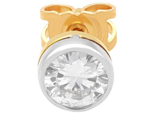 fig 3. Antique 1.37ct Diamond and 18ct Yellow Gold Stud Earrings Circa 1920