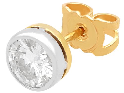 fig 4. Antique 1.37ct Diamond and 18ct Yellow Gold Stud Earrings Circa 1920