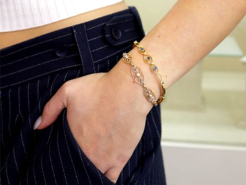 ANTIQUE SEED PEARL AND 012CT DIAMOND 15CT ROSE GOLD BRACELET CIRCA 1930 - ADDITIONAL PHOTO 2
