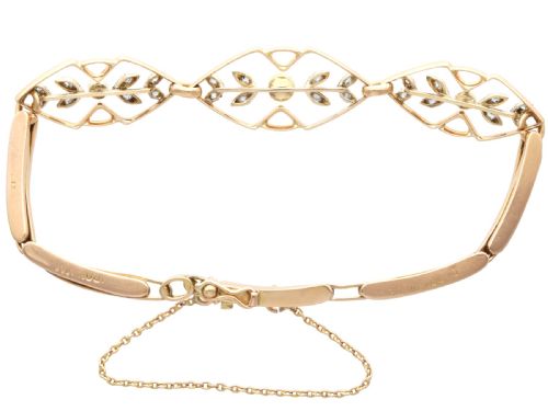 ANTIQUE SEED PEARL AND 012CT DIAMOND 15CT ROSE GOLD BRACELET CIRCA 1930 - ADDITIONAL PHOTO 6