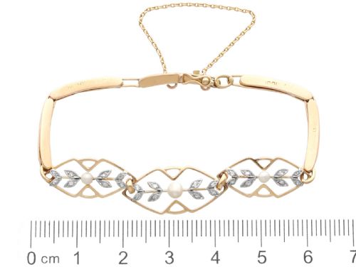 ANTIQUE SEED PEARL AND 012CT DIAMOND 15CT ROSE GOLD BRACELET CIRCA 1930 - ADDITIONAL PHOTO 10
