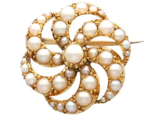 ANTIQUE PEARL AND 18CT YELLOW GOLD BROOCH CIRCA 1890