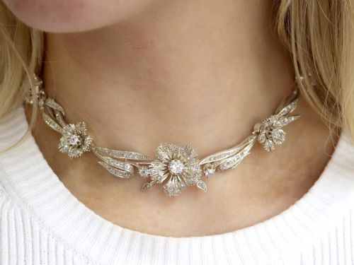 ANTIQUE FRENCH 850CT DIAMOND 9K GOLD AND SILVER NECKLACE CIRCA 1860 - ADDITIONAL PHOTO 3